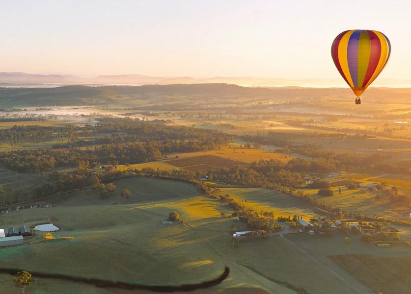 Hot Air Balloon Flights at Sunrise over the vineyards
