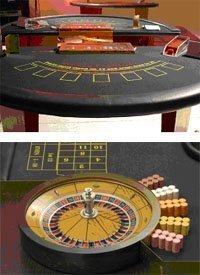 Blackjack, Roulette, Poker and craps tables.