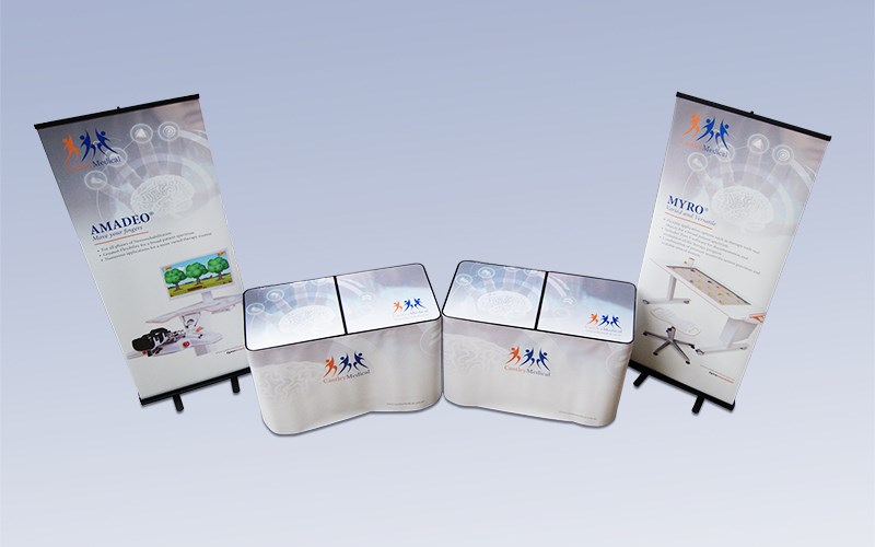 Cantley Medical: Fully Branded Promotional Tables and Pull-Up Banners manufactured by Tables By Design.