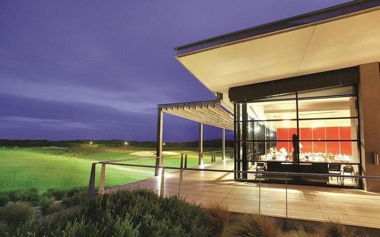 Balcony of Hanners Restaurant overlooking our putting green and driving range