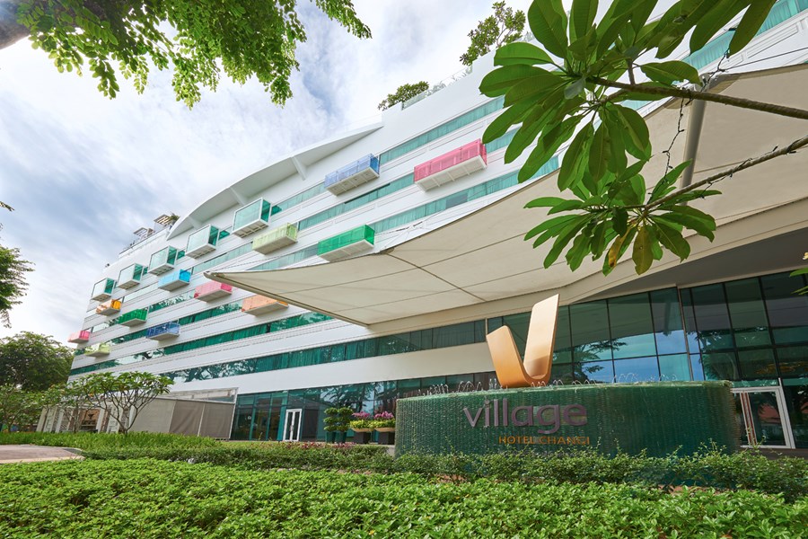 Facade of Village Hotel Changi.
The hotel houses 380 guestrooms as well as 17 different indoor and outdoor function venues across its three wings - sea view, golf course view and heartland view.