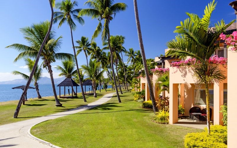 Resort exterior overlooking the ocean