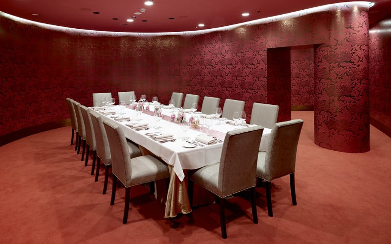 Melbourne Room - The Melbourne Room is the ideal venue for exclusive dinners, cocktail functions or boardroom meetings. This elegant space boasts a unique circular shape and exquisite hand printed Florence Broadhurst wallpaper.
